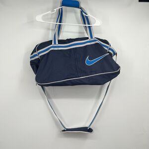 Nike Gym Duffle Shoulder Bag 21” Swoosh Retro Blue White Adjustable Strap